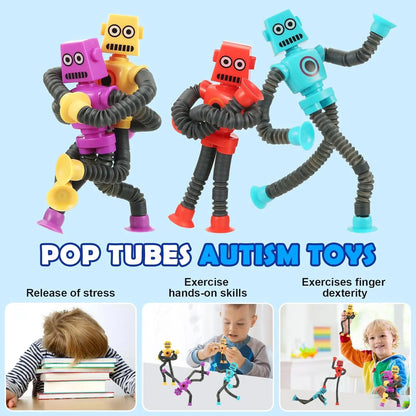 Suction Cup Robot Funny Telescopic Stretch Fidget Toy